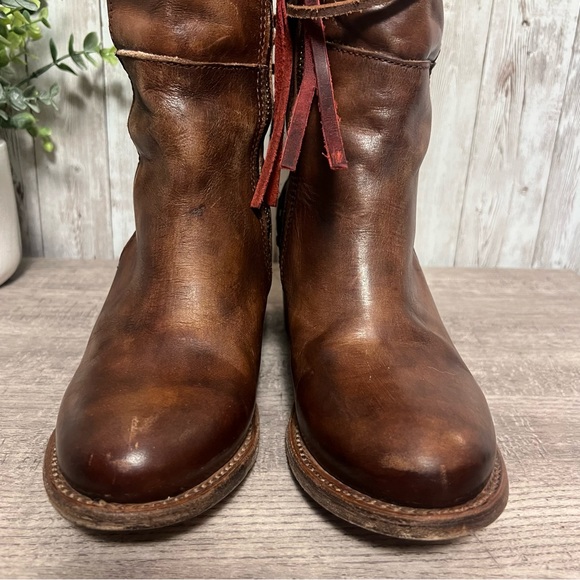 Freebird Steven Carver Tan Lace Up Leather Knee High Boots Coachella Festival 6 - Picture 7 of 9